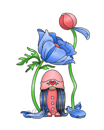 Girl gnome under flower