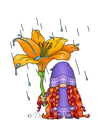 Girl gnome in the rain