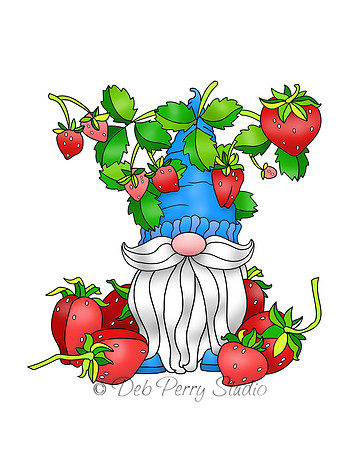 Gnome in strawberry patch