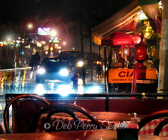 Abstract NYC Café in the Rain